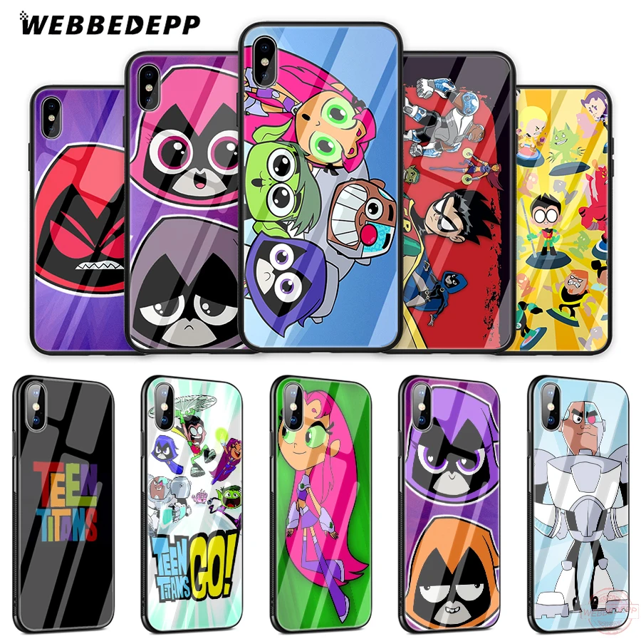 

WEBBEDEPP Teen Titans Tempered Glass Phone Case for Apple iPhone XS Max XR X 8 7 6S Plus 5S SE Cover