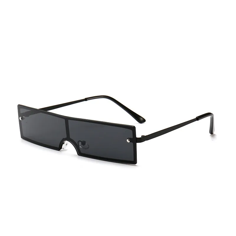 YOOSKE трендовые женские солнцезащитные очки 90 S,, Ретро стиль, металлическая оправа, маленькие солнцезащитные очки, женские узкие прямоугольные солнцезащитные очки кошачий глаз, оттенки - Цвет линз: Черный
