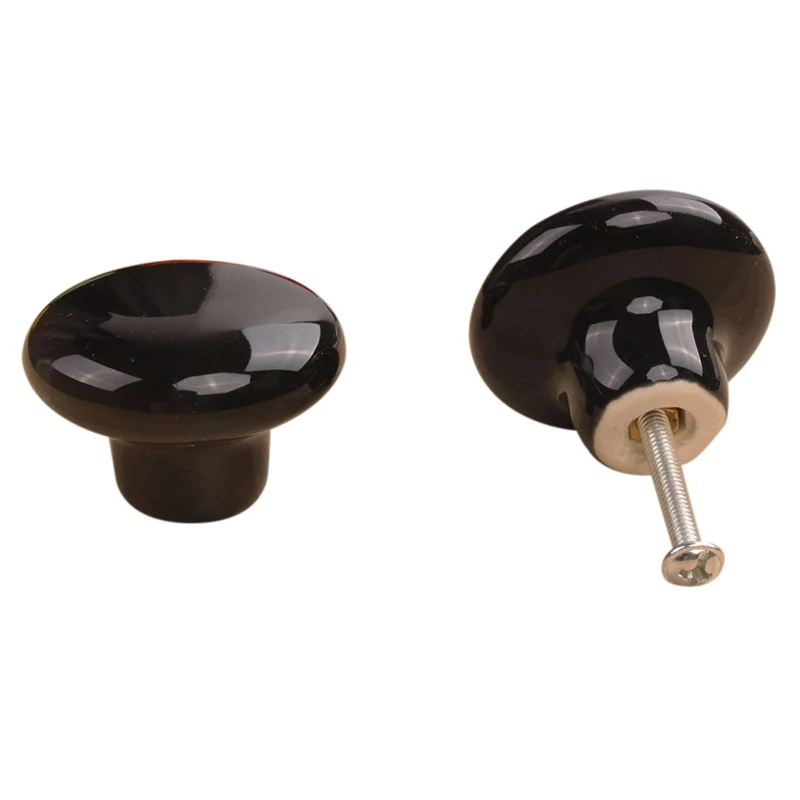 1pcs Round Ceramic Wardrobe Door handle black Lin Door Handles from