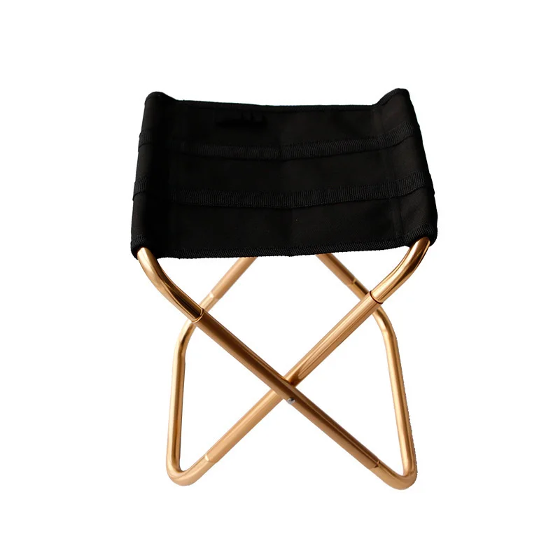 Легкий открытый складной стул для рыбалки мини алюминиевый рыболовный маленький табурет сиденье для пешего туризма кемпинга Пикника Складной стул с сумками - Цвет: Gold