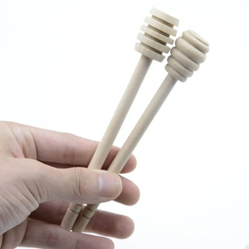 Wood Honey Spoon Dipper Stirring Stick Rod Spoon145mm Long Dip Drizzler Server Long Wooden Mini Bee Honey Dipper Stirrer KC1396 (4)