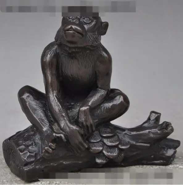 

S01593 6"chinese fengshui bronze zodiac year monkey animal auspicious lucky statue (B0413)