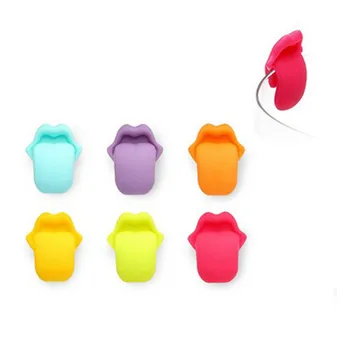 

6pcs/set Mini Silicone Tongue Shape Tea Bag Holders Cup Mug Identify Markers