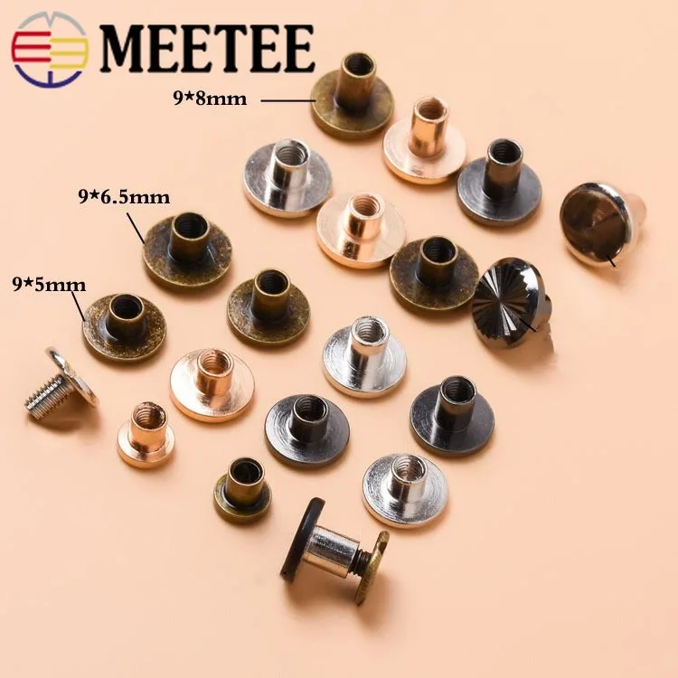 

Meetee 50pcs 5-8mm Flat Head Screws Nail Rivet DIY Bag Book Notebook Metal Binding Belt Hardware Accessories Rivet Buckle BF007