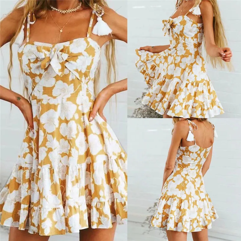 Fashion summer dress 2018 Beach dress Women Ladies Floral Printing Sleeveless Mini Dress Casual Dress vestido robe J12#N (17)