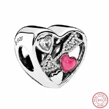Валентинка стерлингового серебра 925 стрела купидона& Сердце CZ& пурпурная Эмаль Сердце ударило Любовь бисер DIY Fit PANDORA талисманы FL496
