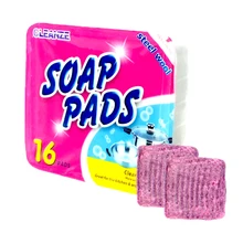 Steel Wool Pad with Pure Natural Plant Soap Powder Exempt Detergent Red 16 pieces Steel Wool Pad with Pure Natural Plant Soap Powder Exempt Detergent Red 16 pieces