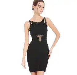 Высочайшее качество o-образным вырезом знаменитости Мини Белый Черный Танк ganzy выдалбливать винтажные пикантные вечернее платье бандажные