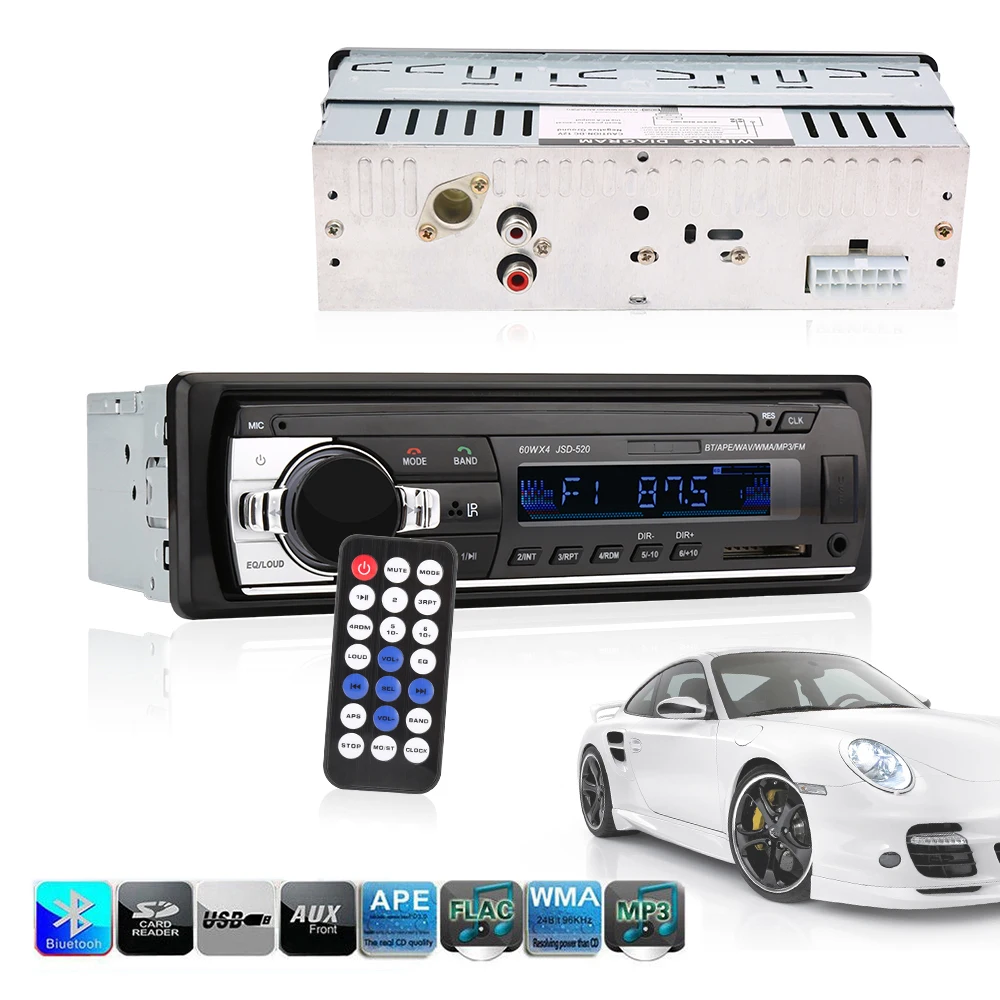 2.5 Inch 1 Din Car Radio Stereo Player 12V Autoradio Bluetooth AUX-IN MP3 FM USB With Remote Control JSD520 Car Audio Player
