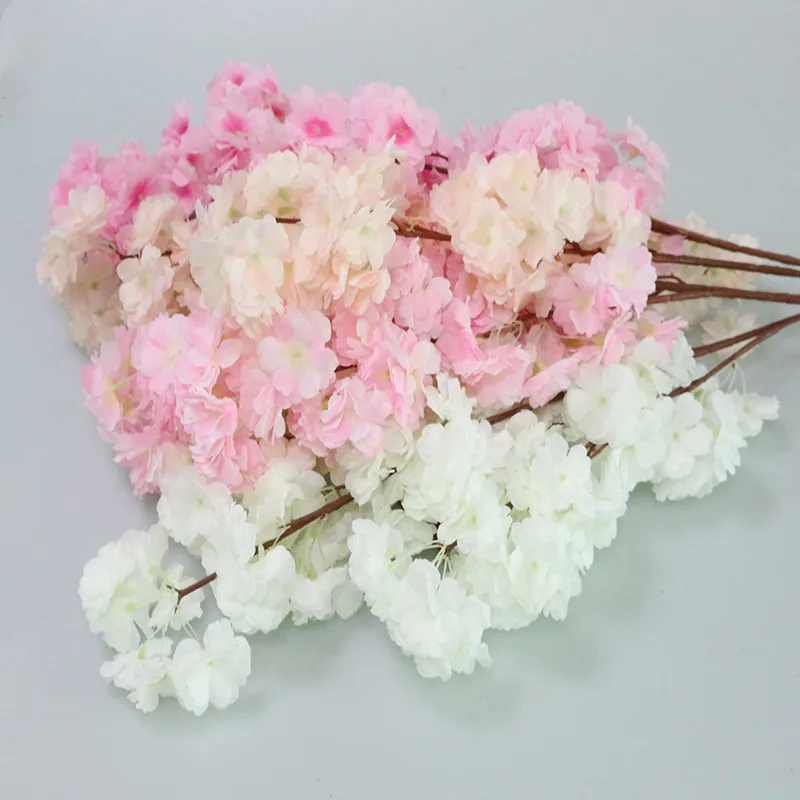 Flone Artificial Plastic Fake Flowers Silk Cherry Blossom Branches Flowers For Wedding Home Party Office Decoration (16)