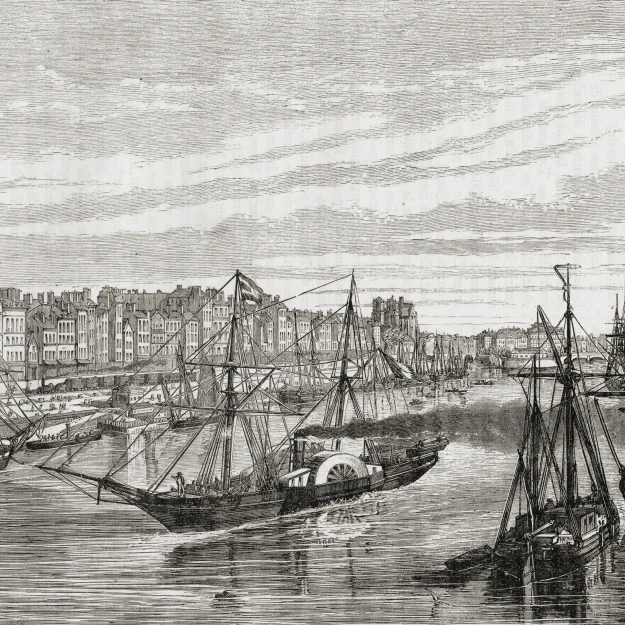 Nantes France In The 18Th Century Engraved By MaurandFrom Histoire De La Revolution Francaise By Louis Blanc (19 x 12)
