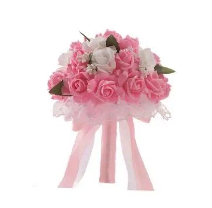 Искусственные цветы для невесты, романтический свадебный красочный букет невесты ручной работы, свадебный букет - Цвет: 01