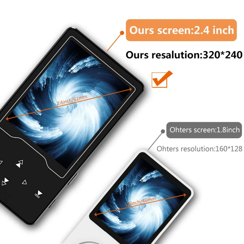 

bluetooth4.2 MP4 Player Metal 16GB2.4in Screen Hifi Lossless Sound Speaker Music Player With FM Radio, Ebook ,Walkman Up to 128G