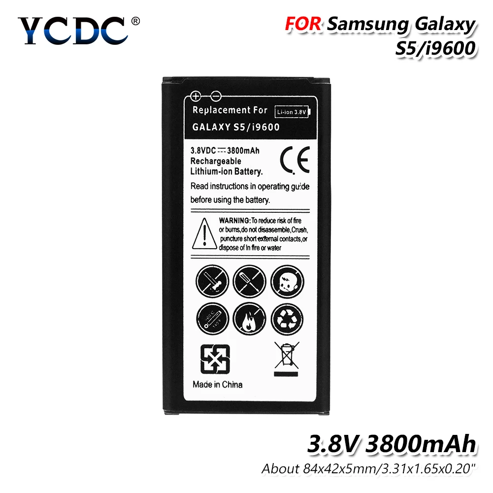 Высокомощная литий-ионная аккумуляторная батарея 3800 мАч для samsung Galaxy S5 I9600 G900F G900T G900A, перезаряжаемая батарея 3,8 в