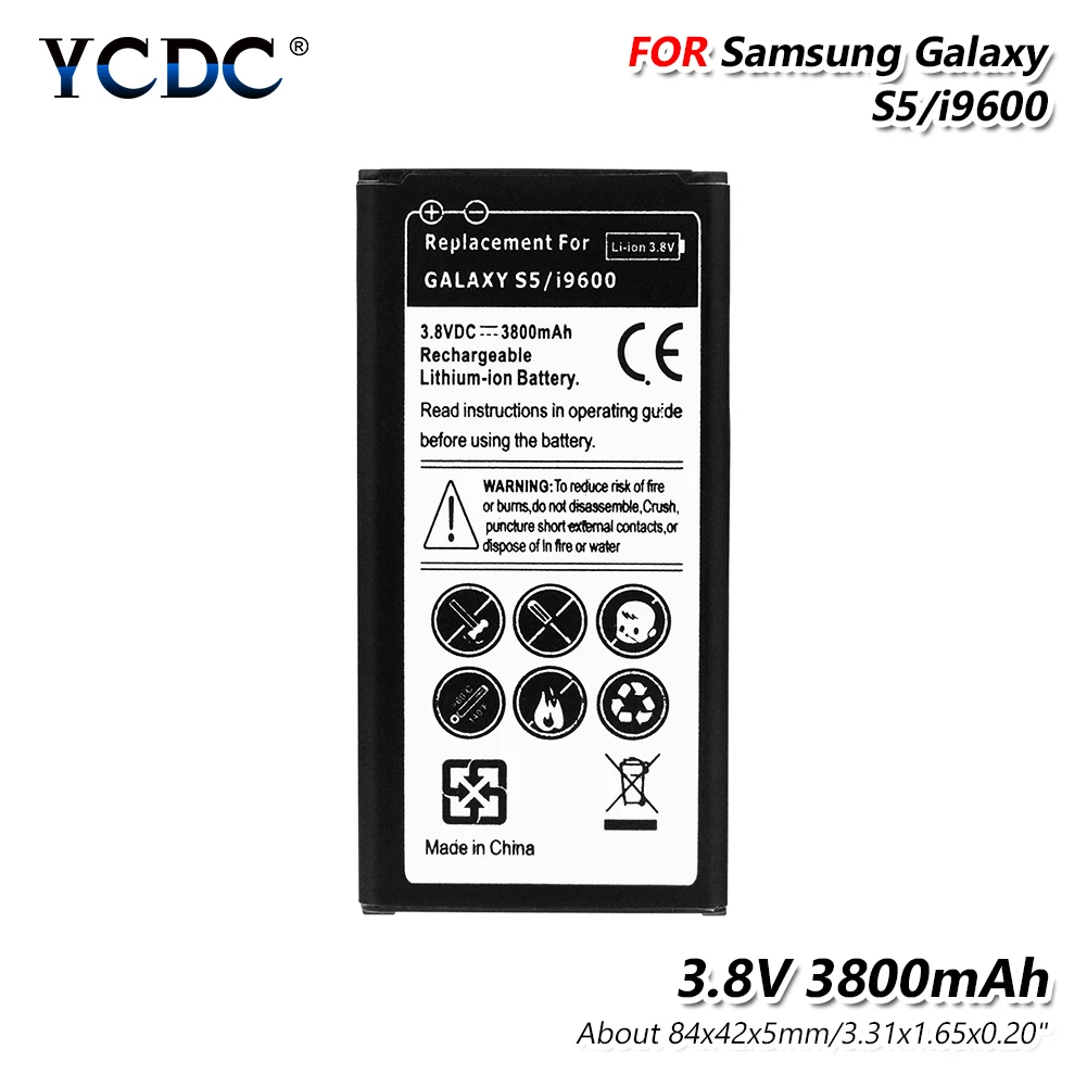 

High Power 3800mAh Li-ion Battery Replace For Samsung Galaxy S5 I9600 G900F G900T G900A Smart Phone 3.8V Rechargeable Bateria