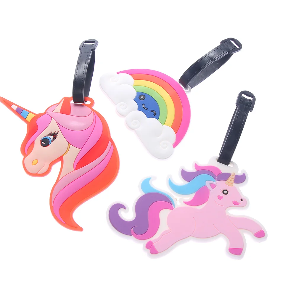 

Creative Luggage Tag Animal Unicorn Rainbow Cartoon Gel Suitcase ID Address Holder Baggage Boarding Tags Portable Label
