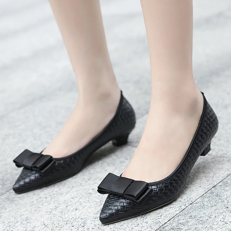 

HEEGRAND Women Shoes Low-Heeled Pointed Toe Pumps Spring 2019 New Fashion Solid Shallow Ladies Party Shoes Slip on heels XWD7616