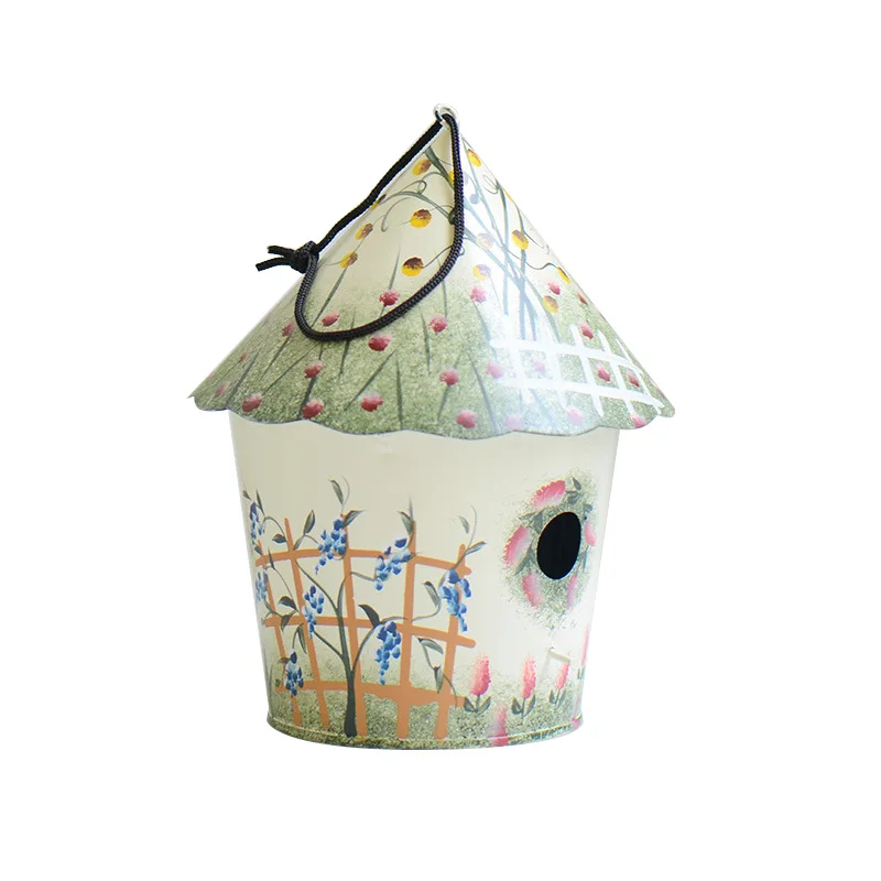 Pastoral Iron Bird Nest Ornament Mental Bird House Home Decoration