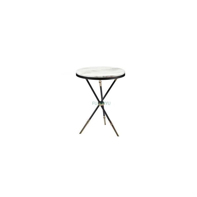 Personality round marble coffee table American antique paint Personality round marble coffee table American antique paint