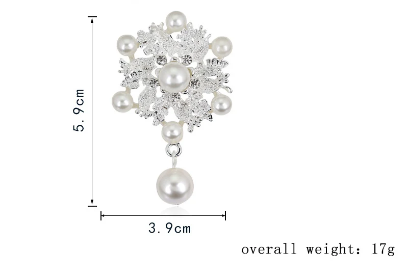 NIUYITID Korean Fashion Imitation Pearl Flower Brooch Gold Color Bridesmaid Dress Pins Women Broches 5 Colors  (5)