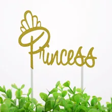 ケーキトッパーフラグ王女女王ガールグリッターカップケーキトッパー子供の誕生日の結婚式の花嫁ケーキパーティーベビーシャワーベーキング Diy クリスマス(China)