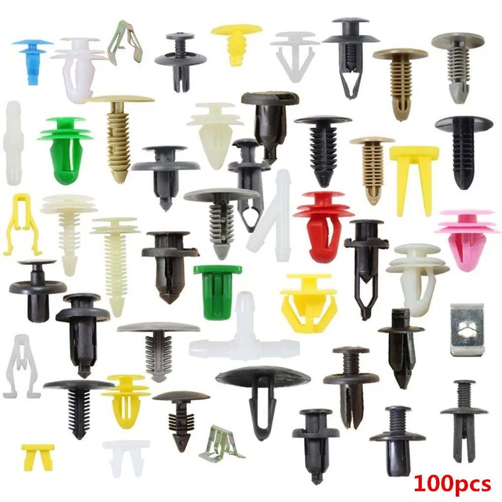 100/200Pcs Random Mixing Universal Car Fender Plastic Clips Bumper Interior Decoration Auto Plastic Fastener - Название цвета: 100pcs