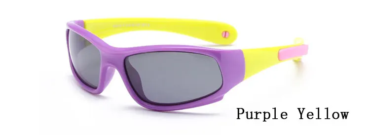 Два ocklock высокого качества детские поляризованные солнцезащитные очки с силиконовой цепочкой Детская безопасность солнцезащитные очки для мальчиков и девочек спортивные очки Oculo 8110 - Цвет линз: Purple Yellow