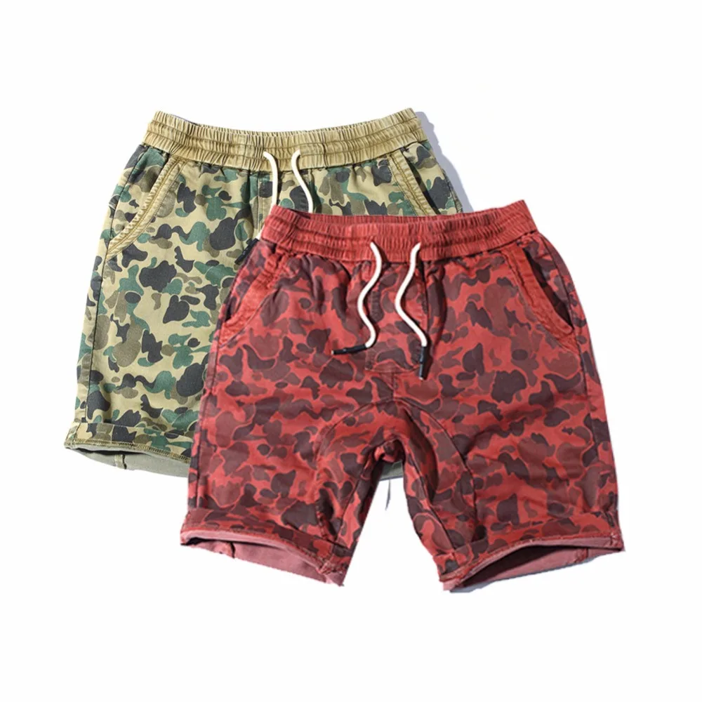 

Camo Shorts Men 2018 Summer Fashion Elastic Waist Drawstring Knee Length Casual Cotton Beach Shorts For Mens Bermuda Masculina