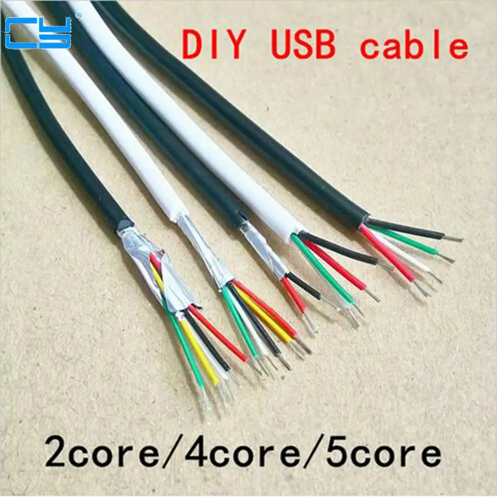 5 m/10 m/15/20 m DIY UL2464 28 AWG 5 core kabel voor USB Muis toetsenbord datakabel 4 dirigent geen schild buitendiameter