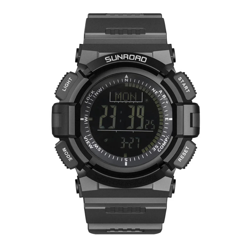 

Men Black Waterproof Sports Multifunctional Barometric Band Wrist Watches