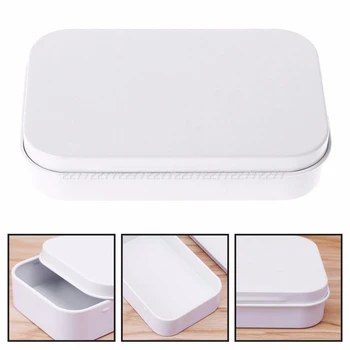 

Storage Box Small Jewelry Candy Coin Key Organizer Tin Flip White Gifts Packing JUL05