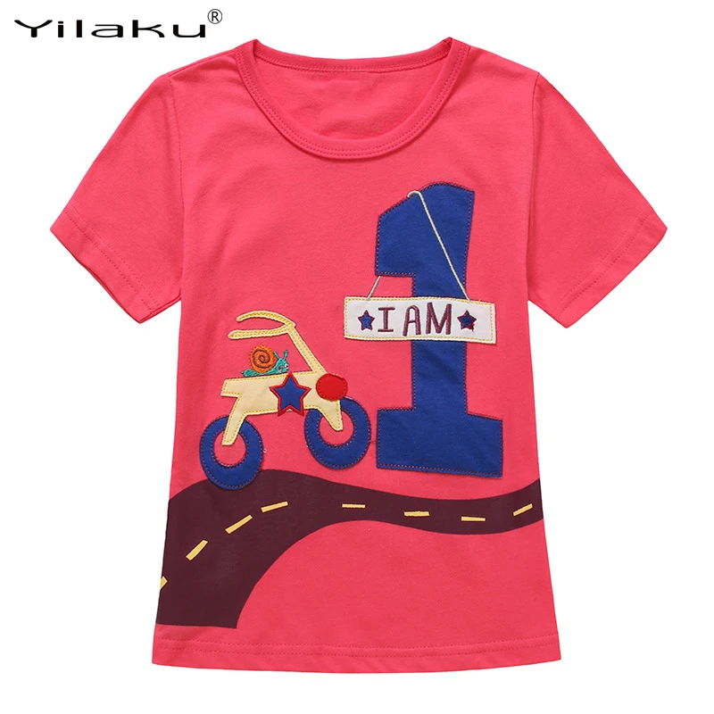 Yilaku Spring Boy Clothes Summer Boys Short Sleeve T Shirt Cotton Embroidered Number Children