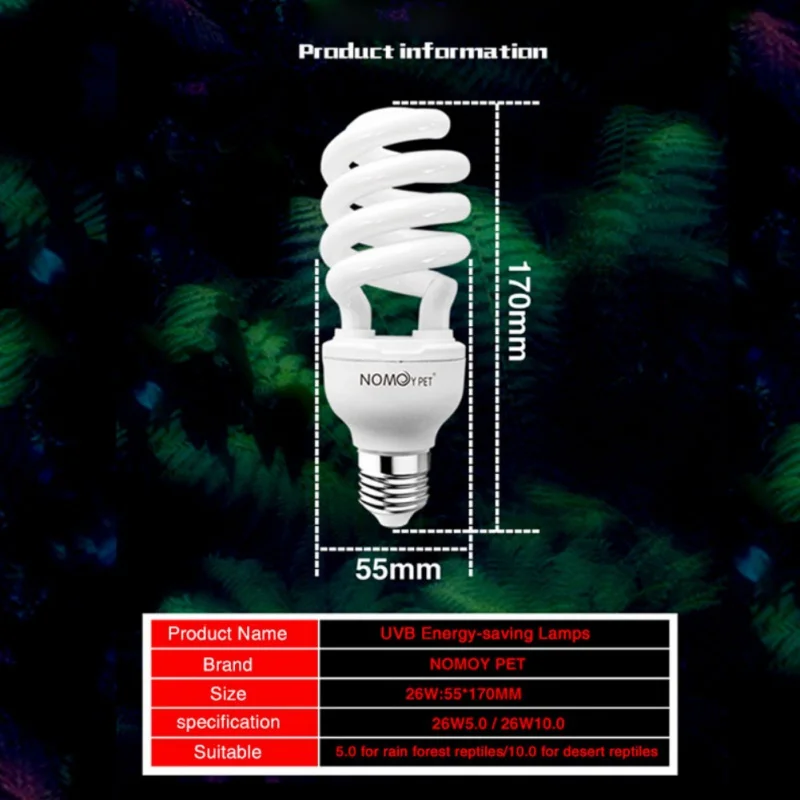 Рептилия суккулент завод кальция Солнце лампа с 26 Вт UVB энергосберегающие Черепаха Ящерица место обитания освещение для черепаха, змея Lguanas PY