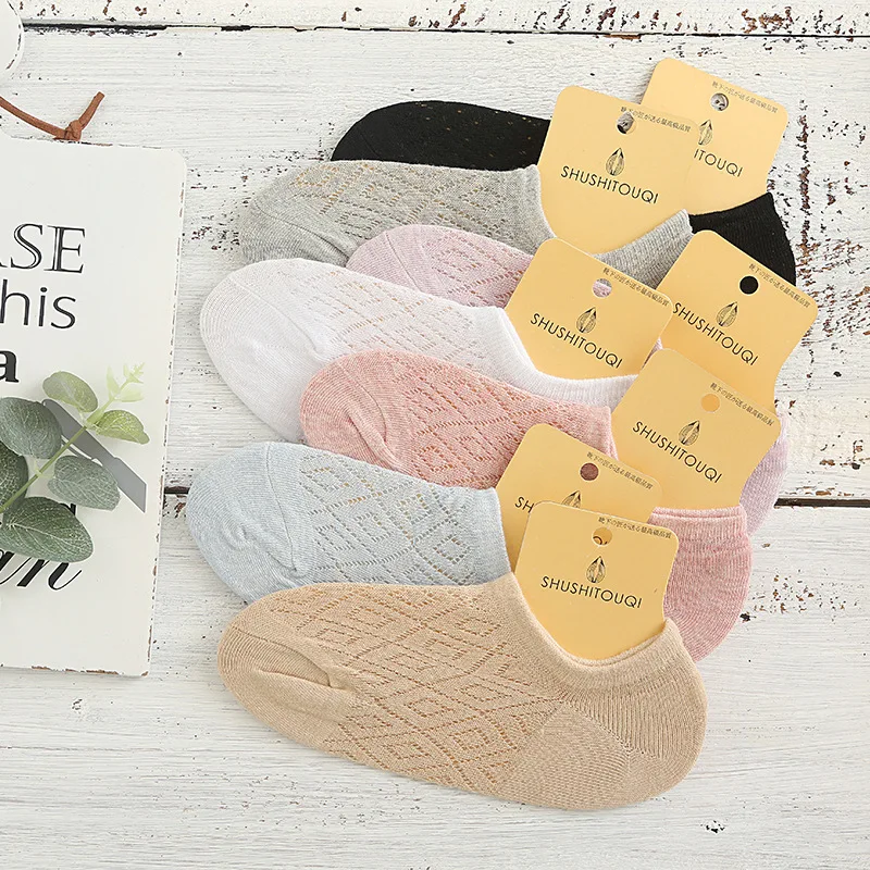 2018 summer women socks 1 pair short cotton solid color mesh breathable ankle women fashion lady invisible socks women