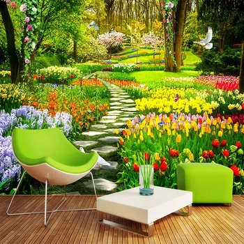 

Custom 3D Photo Wallpapers Garden Park Trail Landscape Mural Living Room TV Background Decoration Wall Painting Papel De Parede