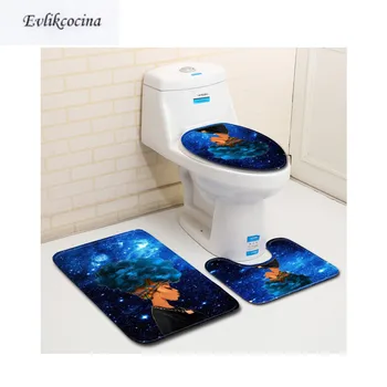 

Free Shiping 3pcs Shining Sky African Woman Banyo Bathroom Carpet Toilet Bath Mat Set Non Slip Tapis Salle De Bain Alfombra Bano