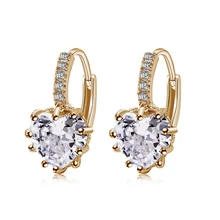 SHUANGR, модные, Роскошные, брендовые, 7 цветов, в форме сердца, кристалл, CZ, серьги-кольца для женщин, розовое золото, ювелирное изделие, Femme brincos