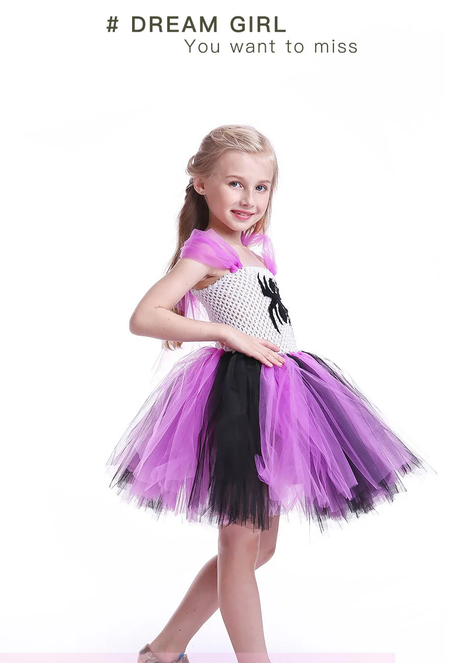 Black Purple Spiderman Inspired Girls Tutu Dress Super Hero Princess Halloween Costume Birthday Party Pageant Ball Gown (6)