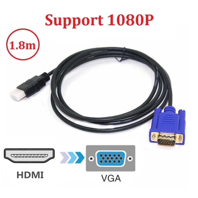 1080P HD HDMI мужчина к VGA Мужской видео конвертер Кабель адаптер Шнур для HDTV| |
