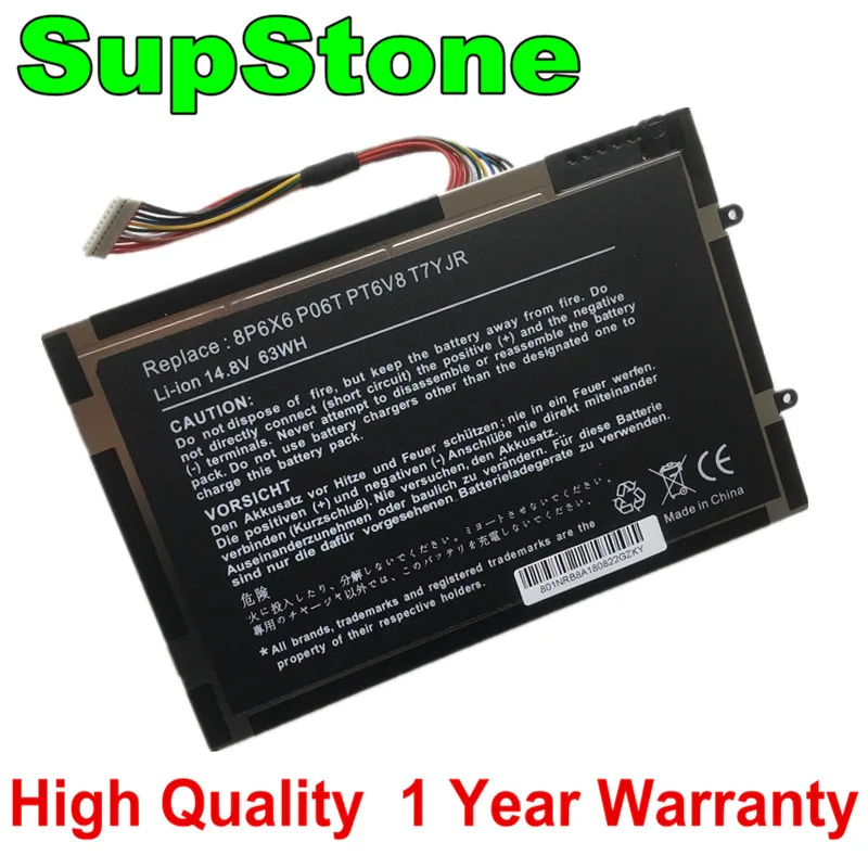 SupStone 63Wh 8P6X6 P06T PT6V8 T7YJR ноутбук Батарея для Dell Alienware M11x M14x R1 R2 R3 08P6X6 KR-08P6X6 Батарея