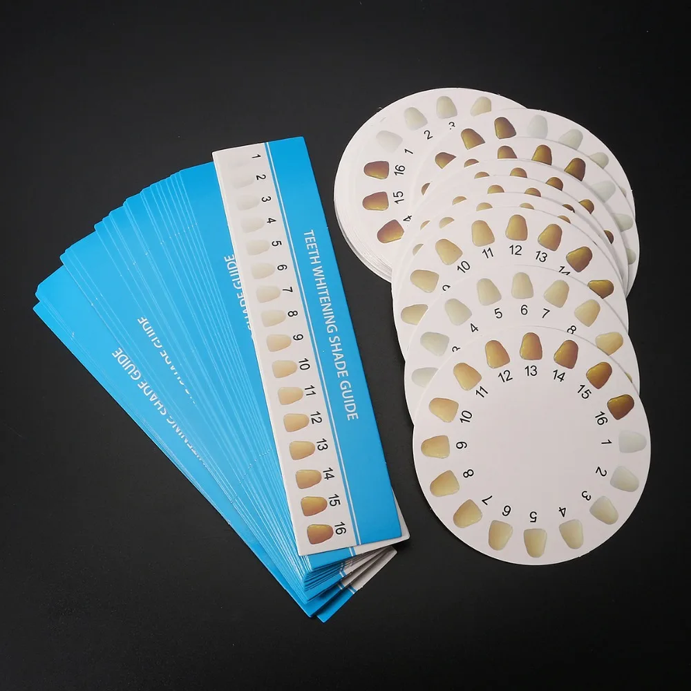 30pcs/bag 16 Colors Teeth Whitening Shade Guide Paper Chart Card For