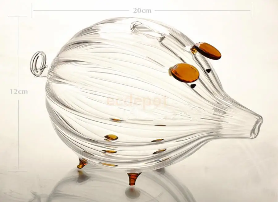 Stripe Glass Piggy Bank Pig Money Box Saving Coin & Cash Children