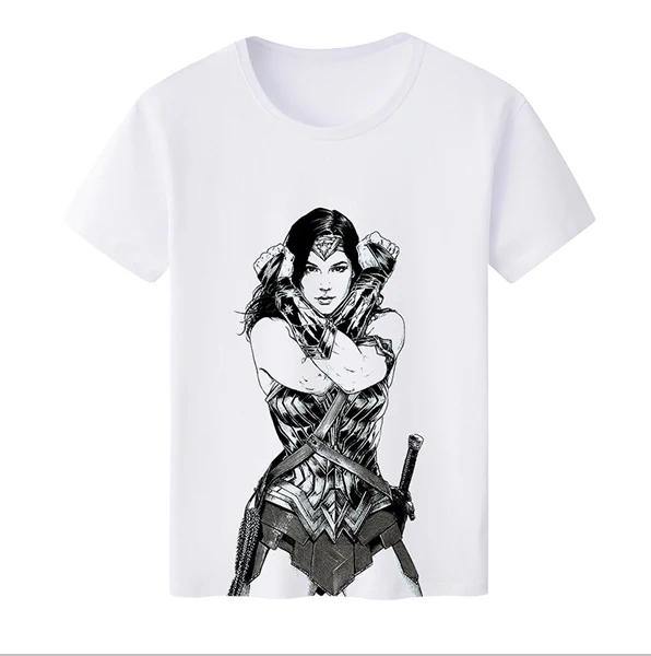 Модная женская футболка с круглым вырезом и принтом из фильма чудо-женщины, футболки с короткими рукавами для девочек - Цвет: White 05