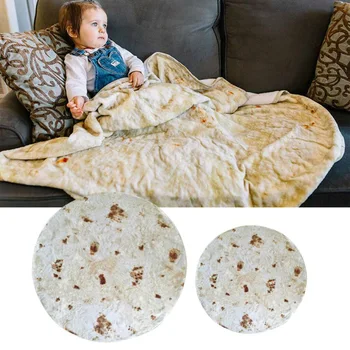 

Hot Adults, Babies Children Soft Flannel Wrap Novelty Throw Blanket Round Realistic Food Taco Tortilla Blanket For Travel