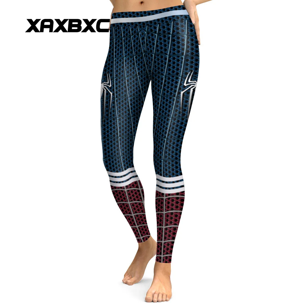 

New 041 Mesh Spiderman Spider Superman Cosplay Print Elastic Slim Fitness Workout Push Up Sexy Femme Pencil Pants Women Leggings