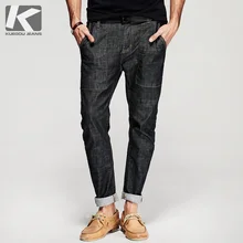 KUEGOU 2017 Frühling Mens Fashion Denim Hosen Schwarz Farbe Zipper Harem Jeans Schlank Pockets Hosen Man Wear Marke Kleidung 8309