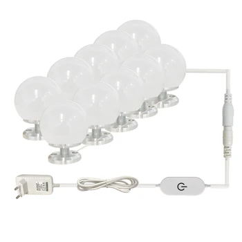 

Makeup Mirror Vanity LED Light Bulbs Kit Brightness Stepless Dimmable Screw on Hide wires Make up lamps Hollywood Cosmetic light