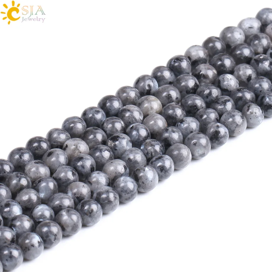 

CSJA Black Spectrolite Natural Stone Labradorite Bead Loose Beads for Jewelry Making 4 Size Available Components Wholesale F229