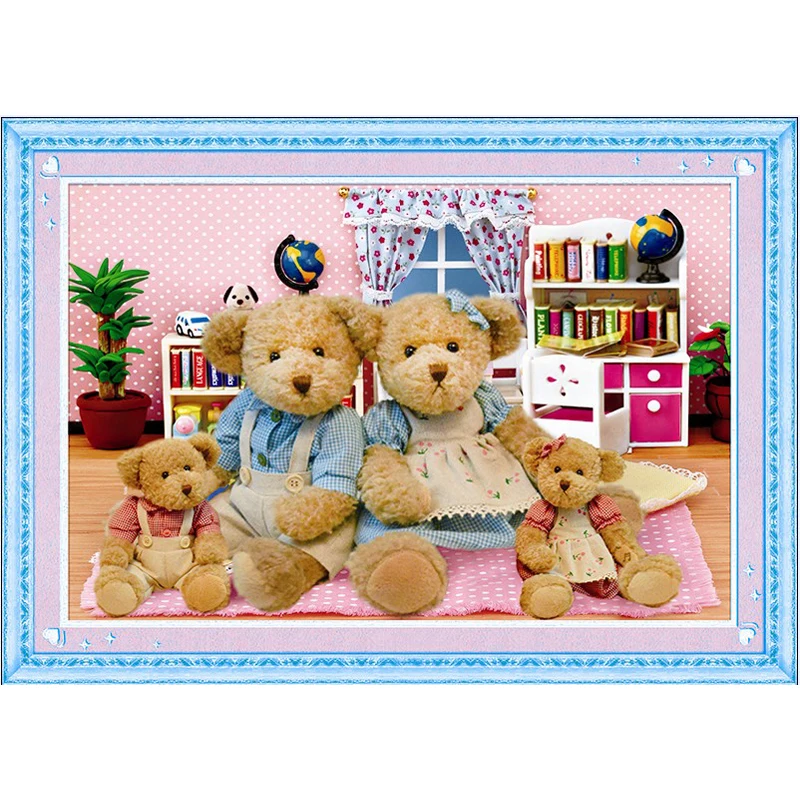 

5d diy diamond painting cartoon bear family rhinestones picture diamond embroidery cross stitch mosaic pattern broderie diamant