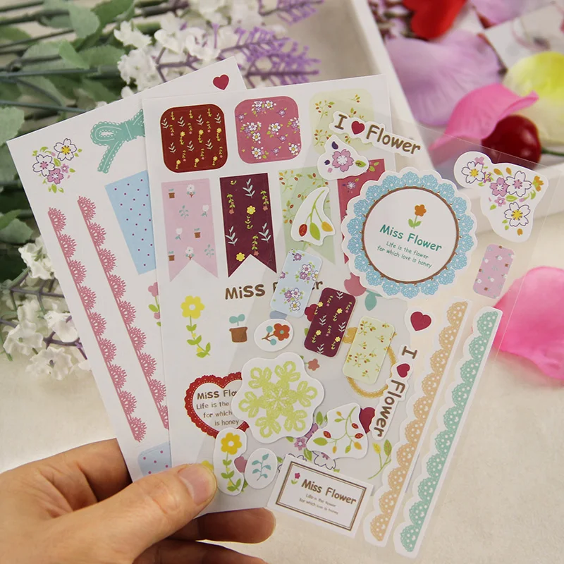 

3PCS/ Sets Deco Sticker Lace Paper Stickers Diary Scrapbook Calendar Notebook Label Decoration Office Stationery Supplies